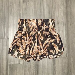 FP Movement by Free People High Waist Floral Print Shorts - Black and Cream